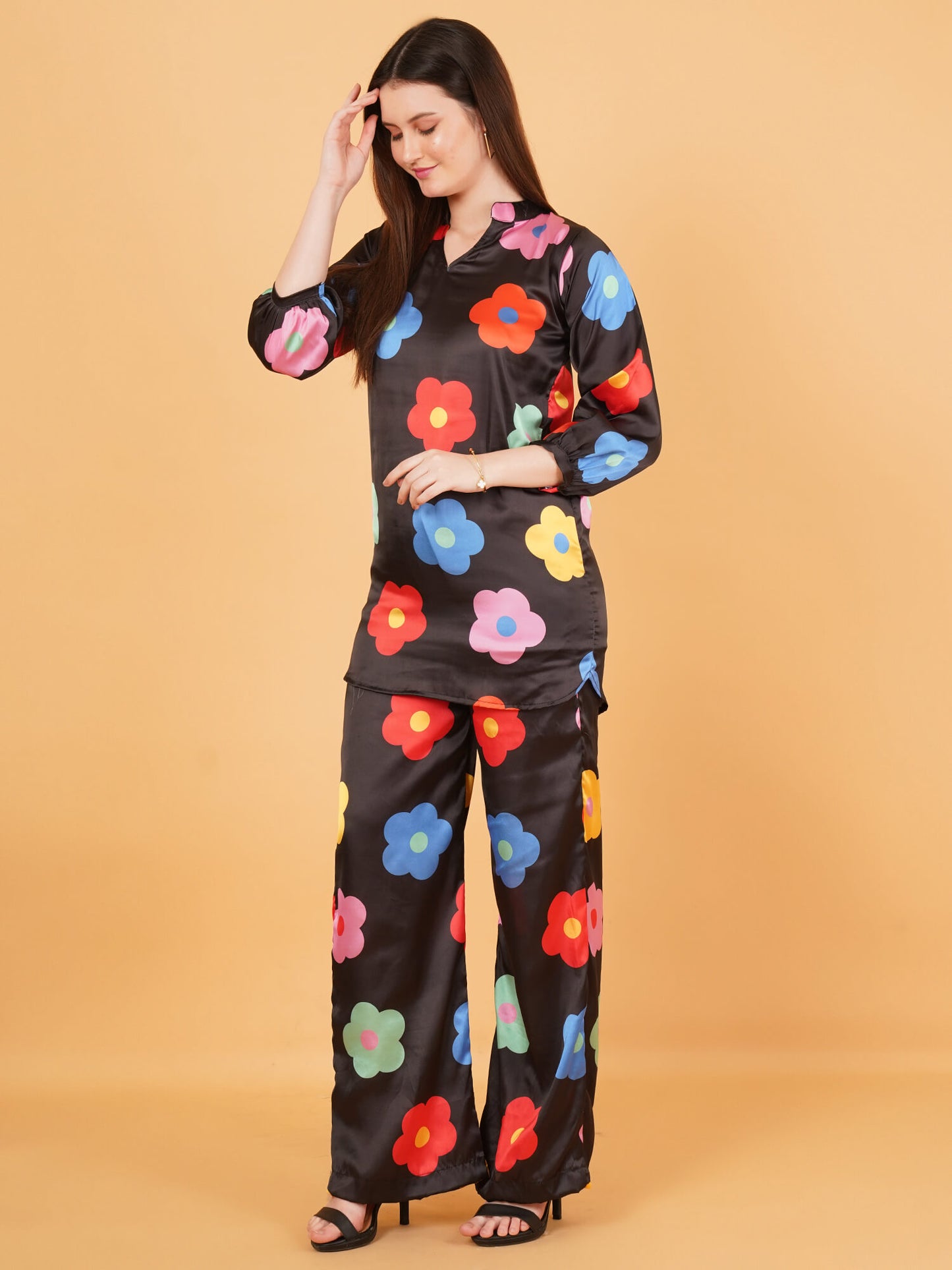 Bold Bloom Satin Co-Ord Set