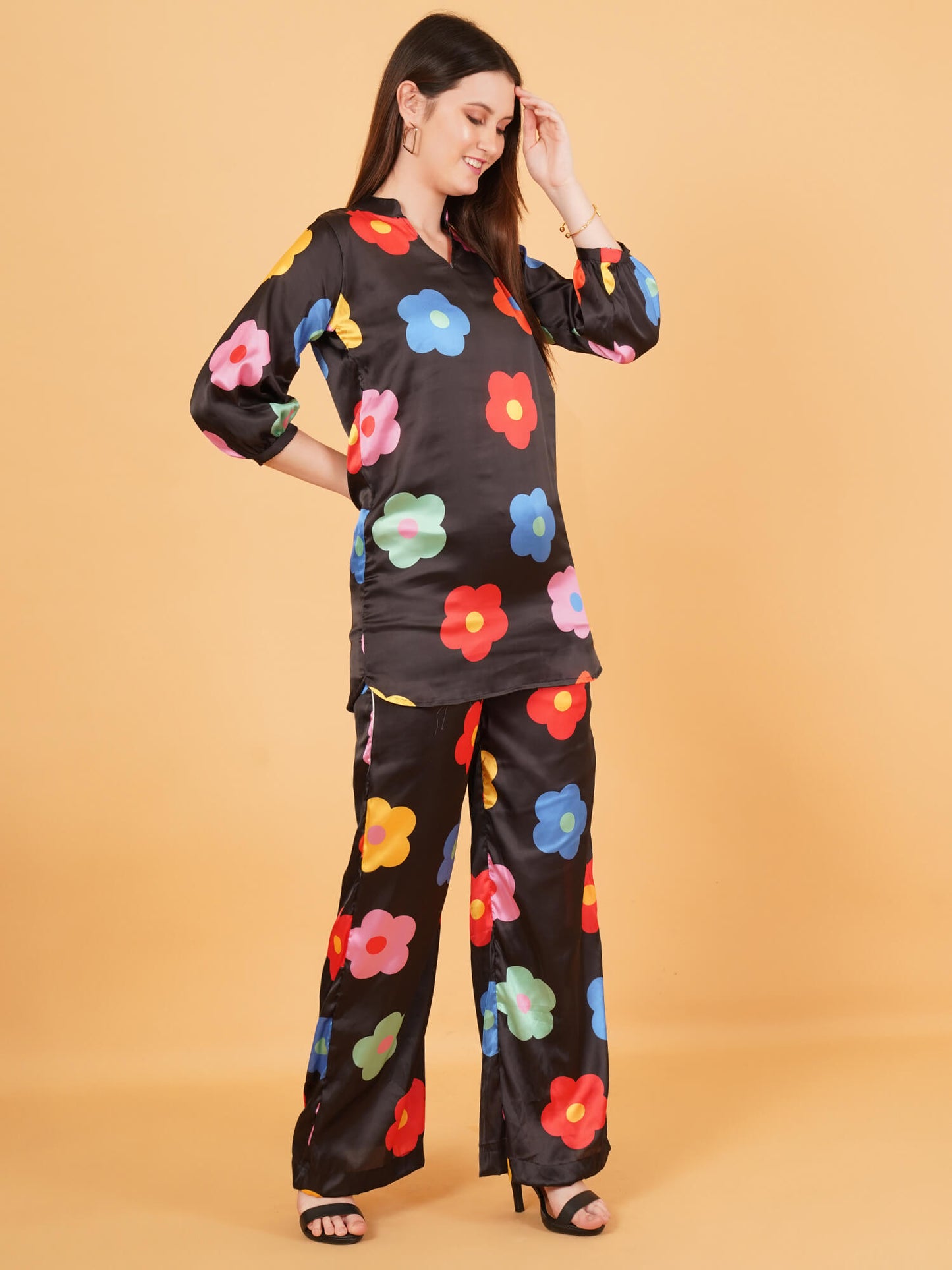 Bold Bloom Satin Co-Ord Set