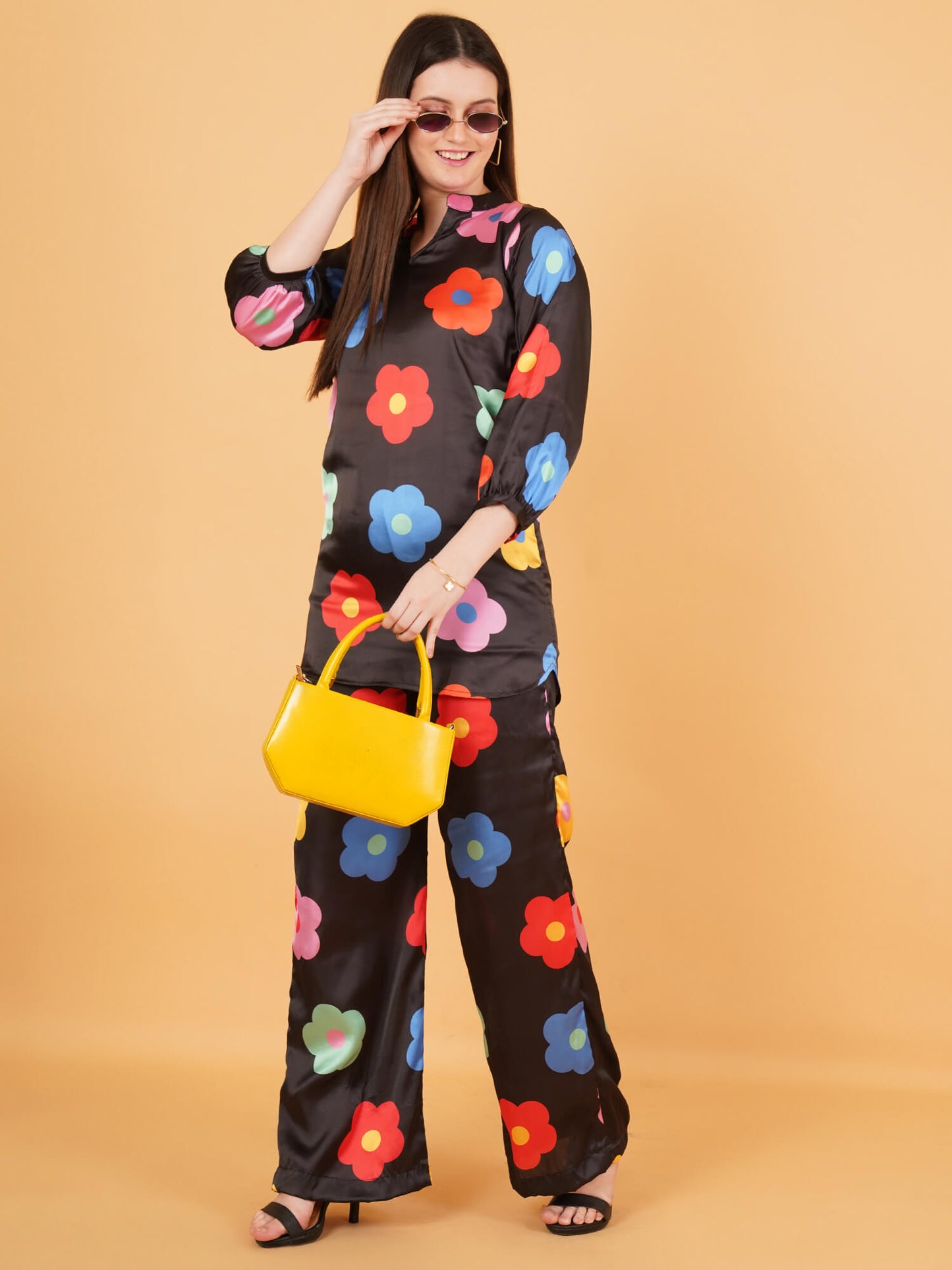 Bold Bloom Satin Co-Ord Set