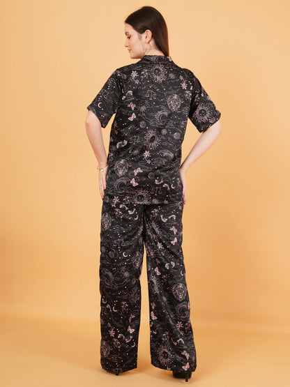 Black Satin Co-Ord Set