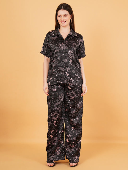 Black Satin Co-Ord Set