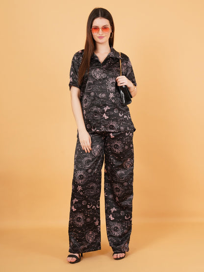 Black Satin Co-Ord Set