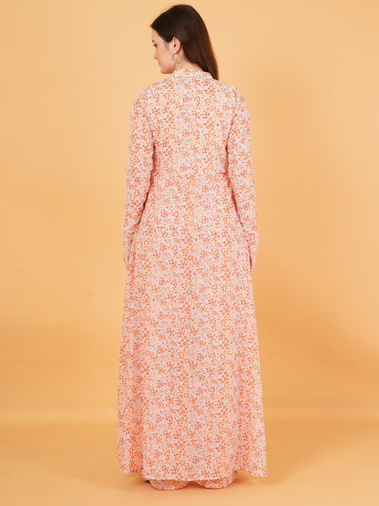 Front-Open Floral Maxi Dress
