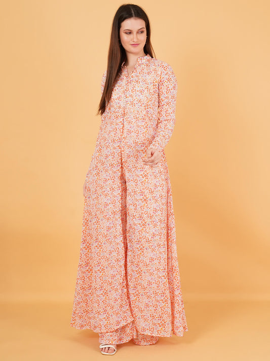 Front-Open Floral Maxi Dress