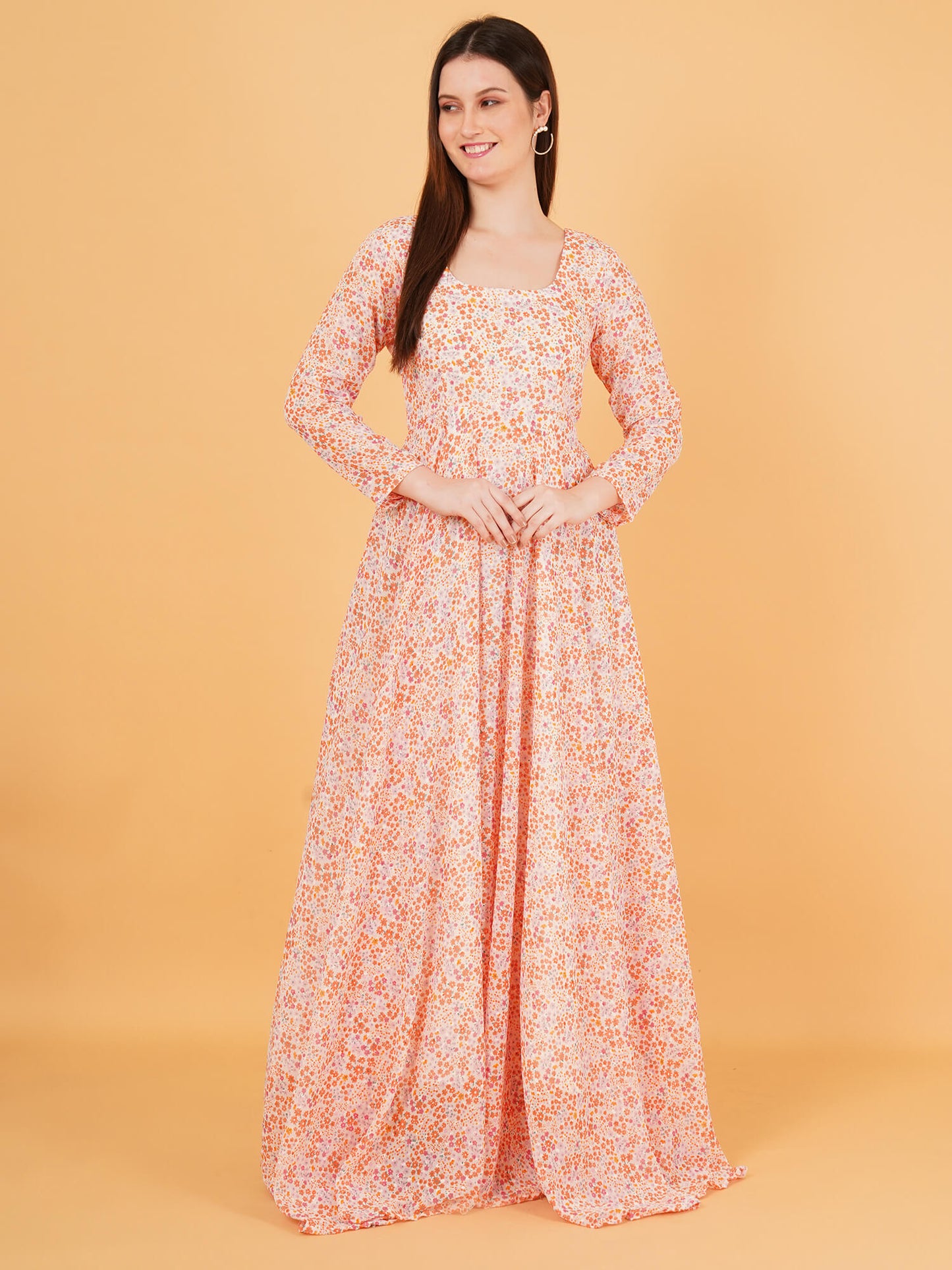 Floral Anarkali Dress with Dupatta