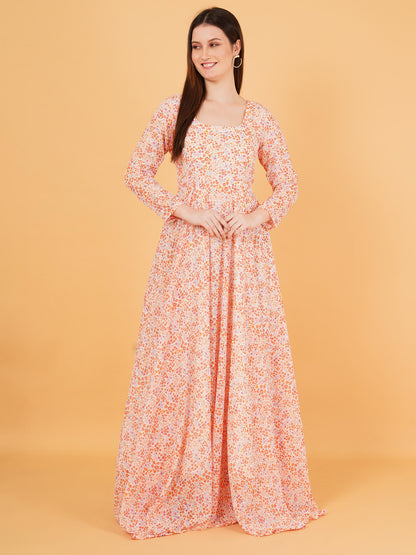 Floral Anarkali Dress with Dupatta