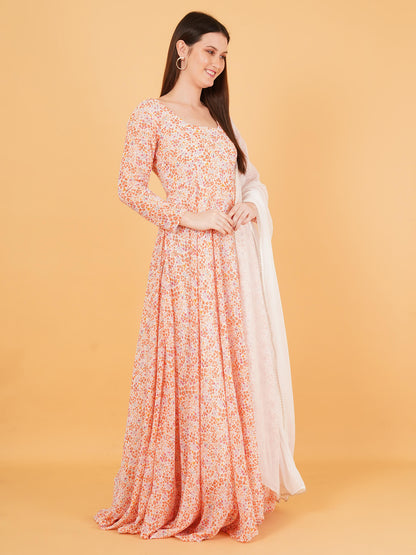 Floral Anarkali Dress with Dupatta