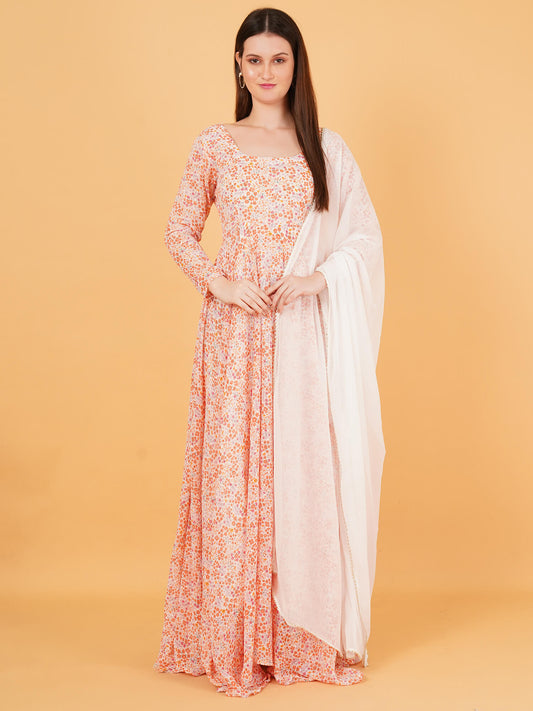 Floral Anarkali Dress with Dupatta
