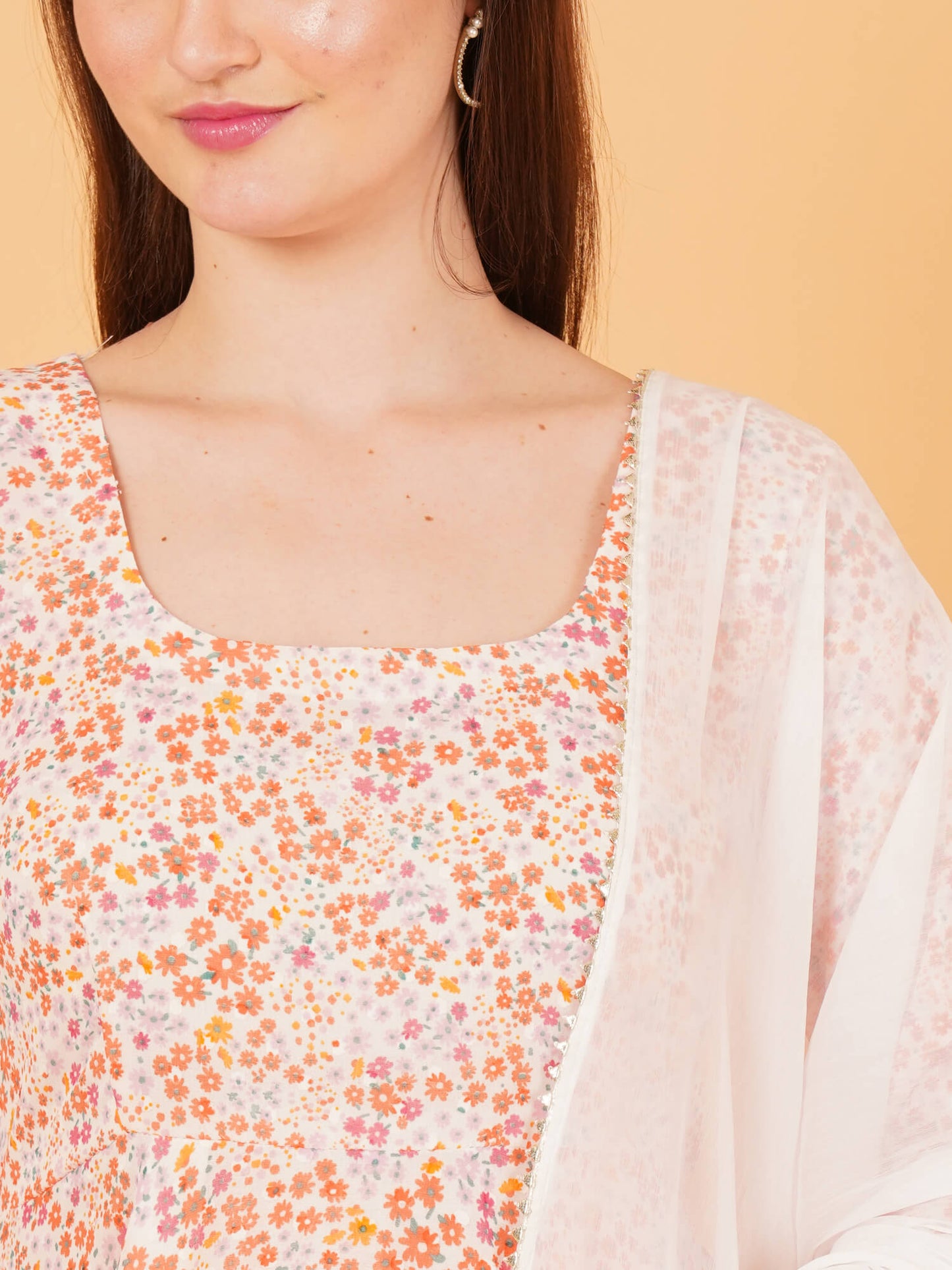 Floral Anarkali Dress with Dupatta