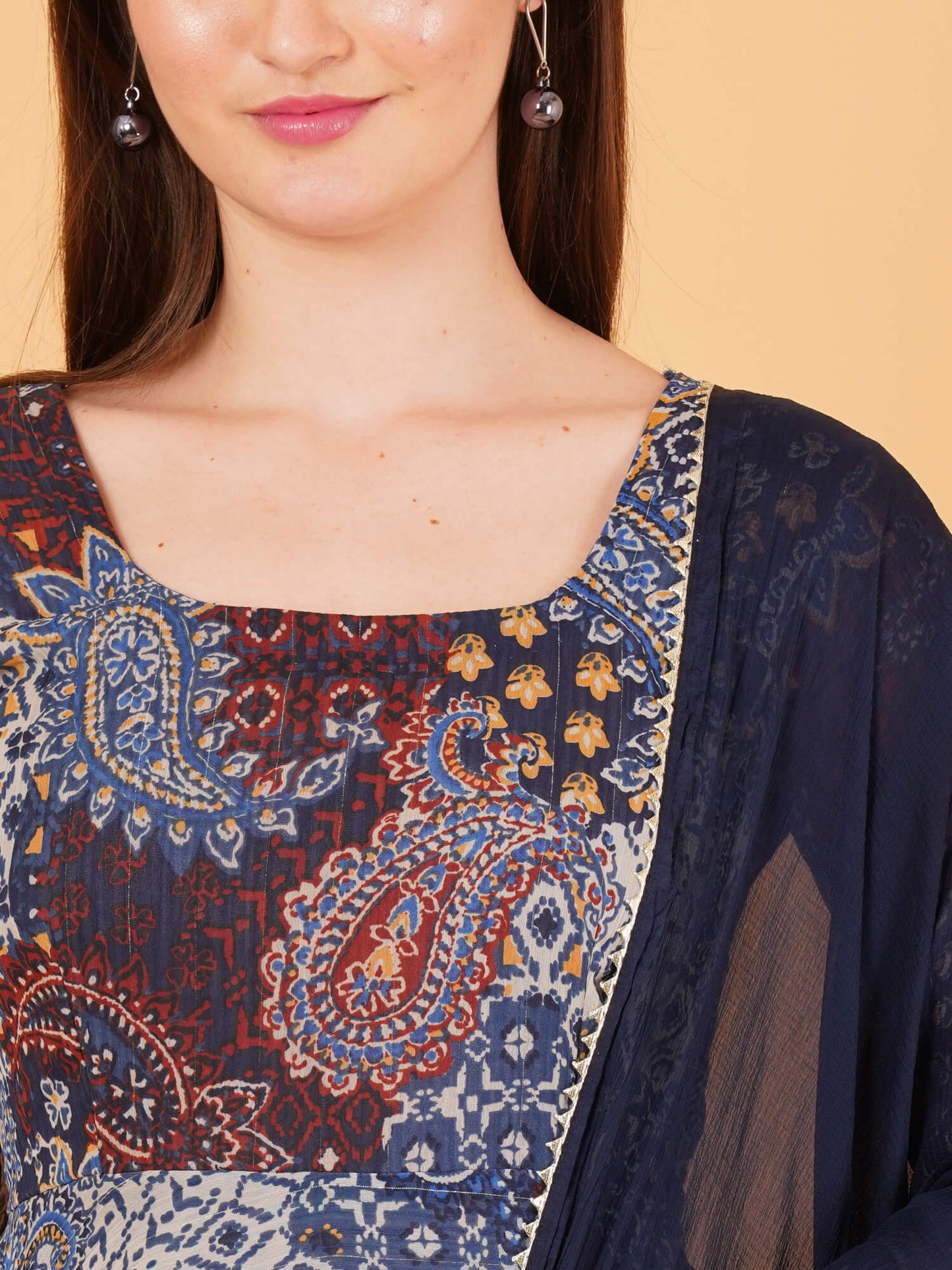 Blue Anarkali Dress with Dupatta