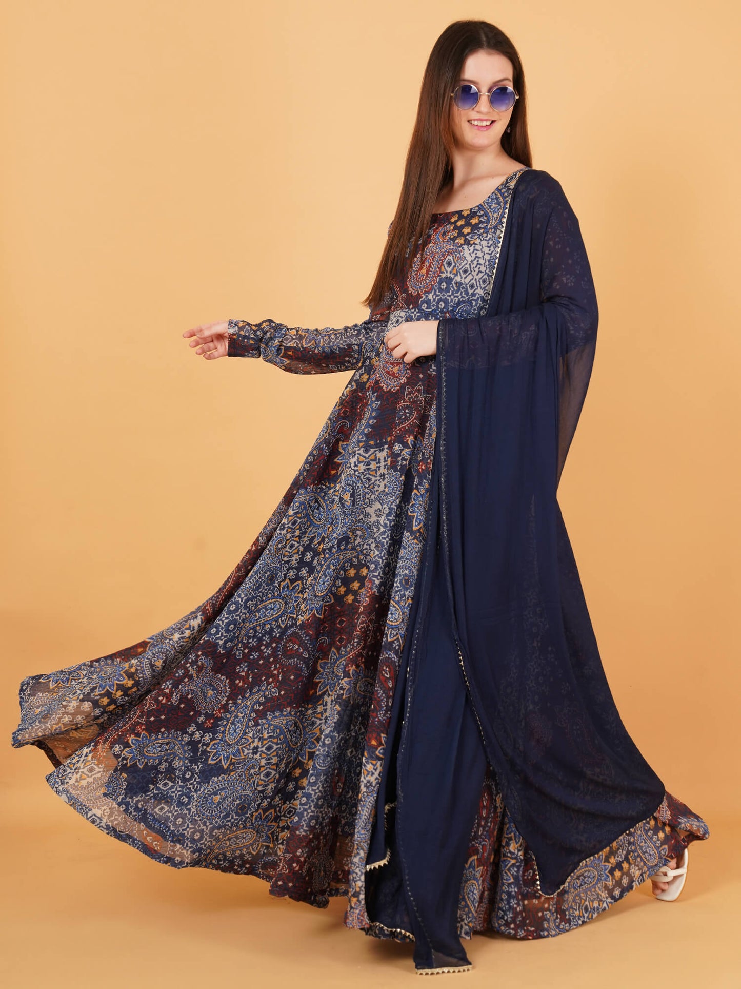 Blue Anarkali Dress with Dupatta
