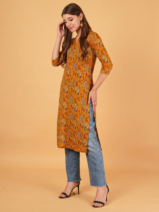Mustard Kalamkari Kurta