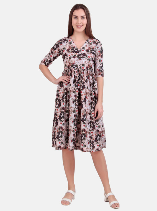 crepe  cherry print dress