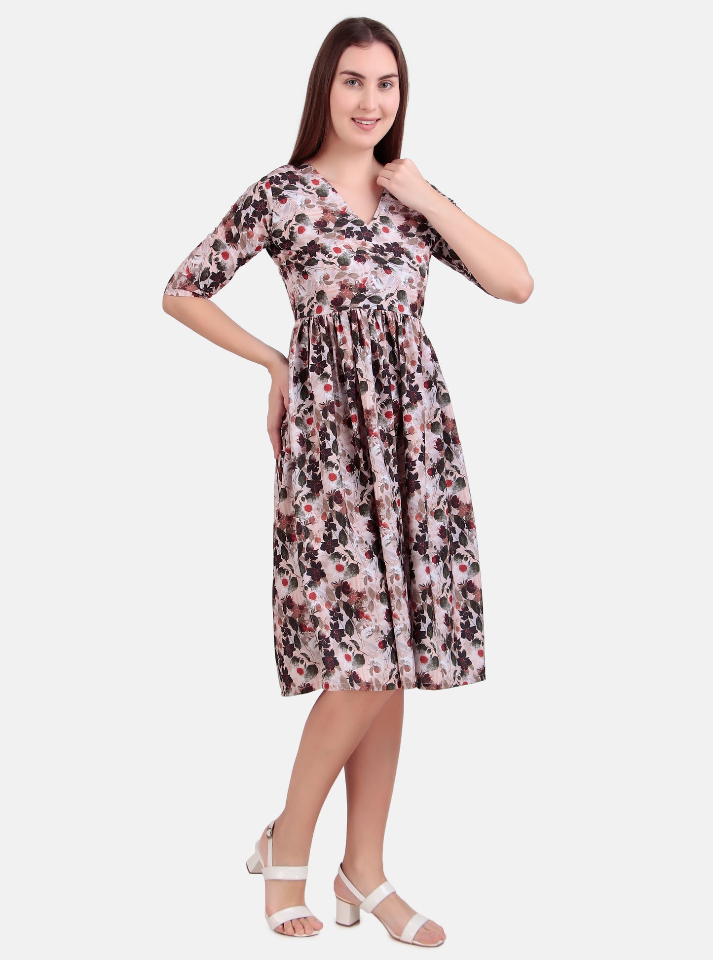 crepe  cherry print dress