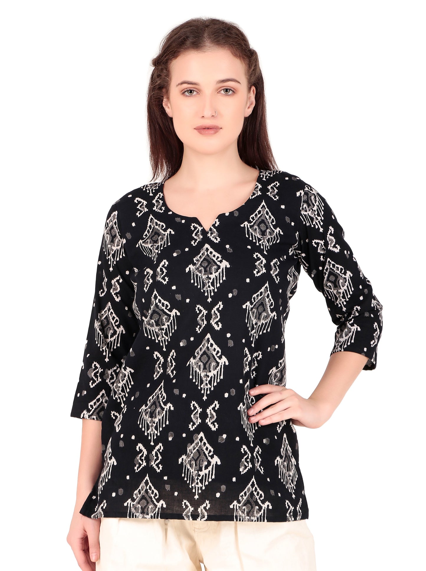 Magnetism Ikat Short Kurti for Women