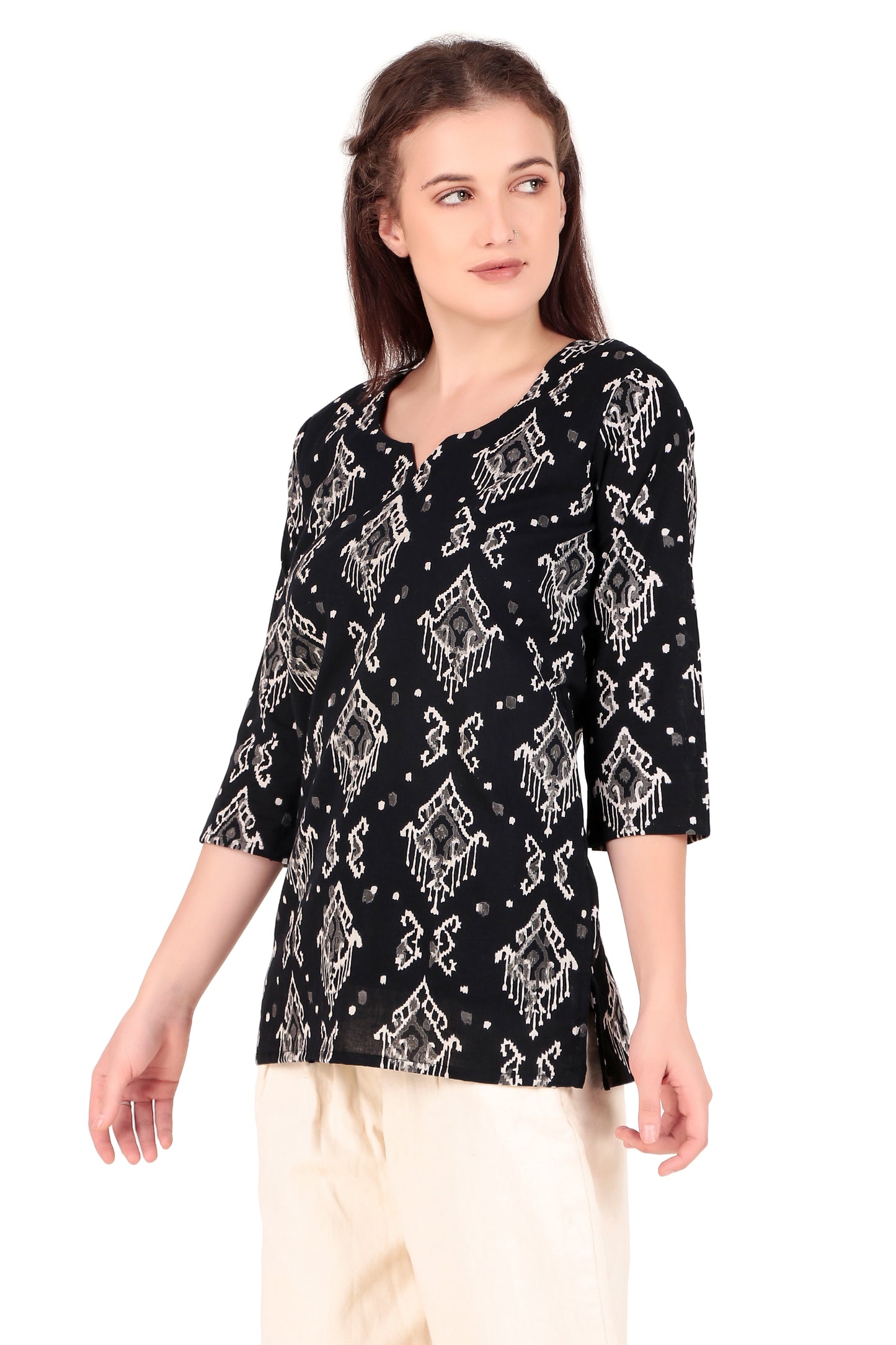 Magnetism Ikat Short Kurti for Women