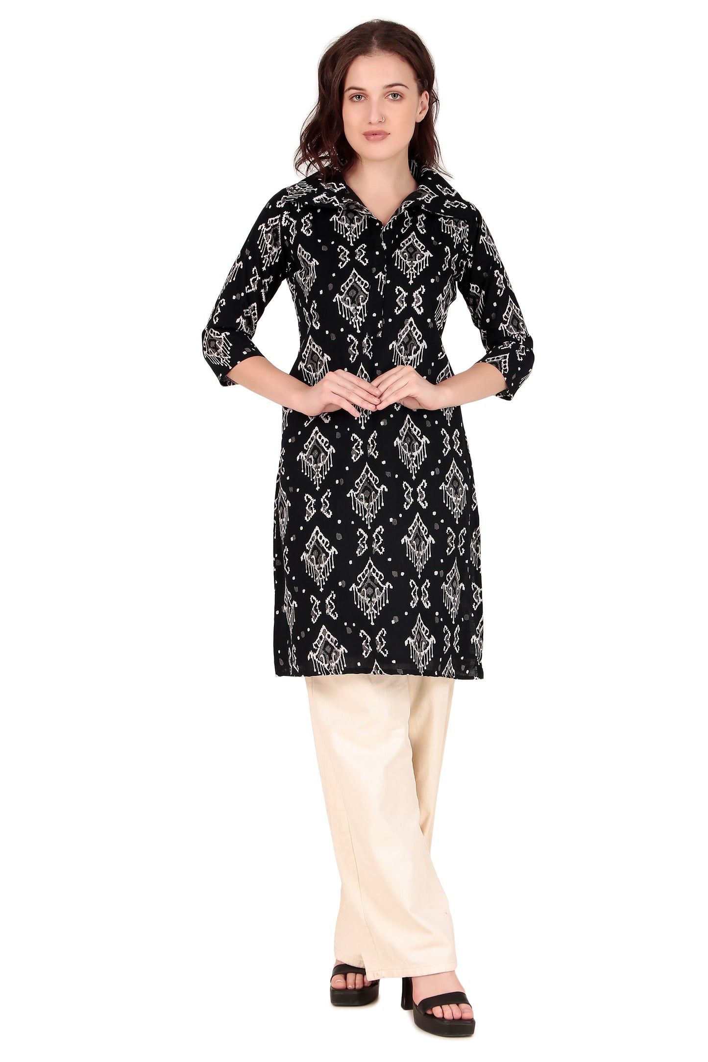 Magnetism Ikat Black Kurti for Women Cutomized