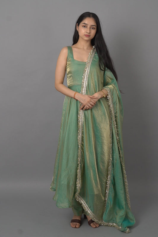 Green Elegant Anarkali Suit with Dupatta