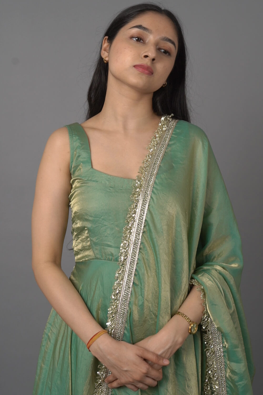 Green Elegant Anarkali Suit with Dupatta