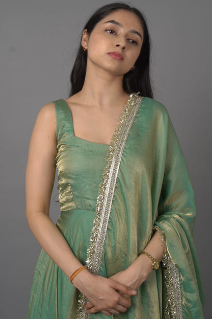 Green Elegant Anarkali Suit with Dupatta