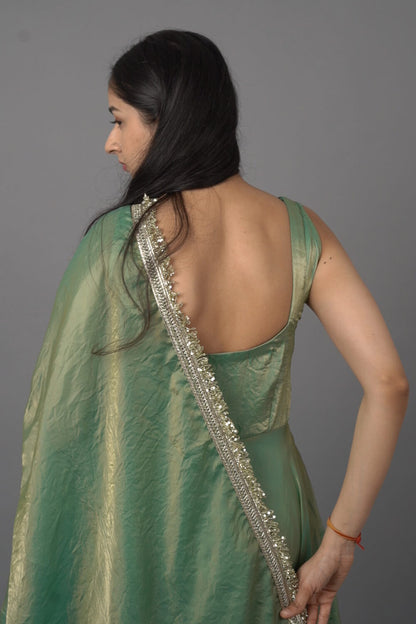 Green Elegant Anarkali Suit with Dupatta