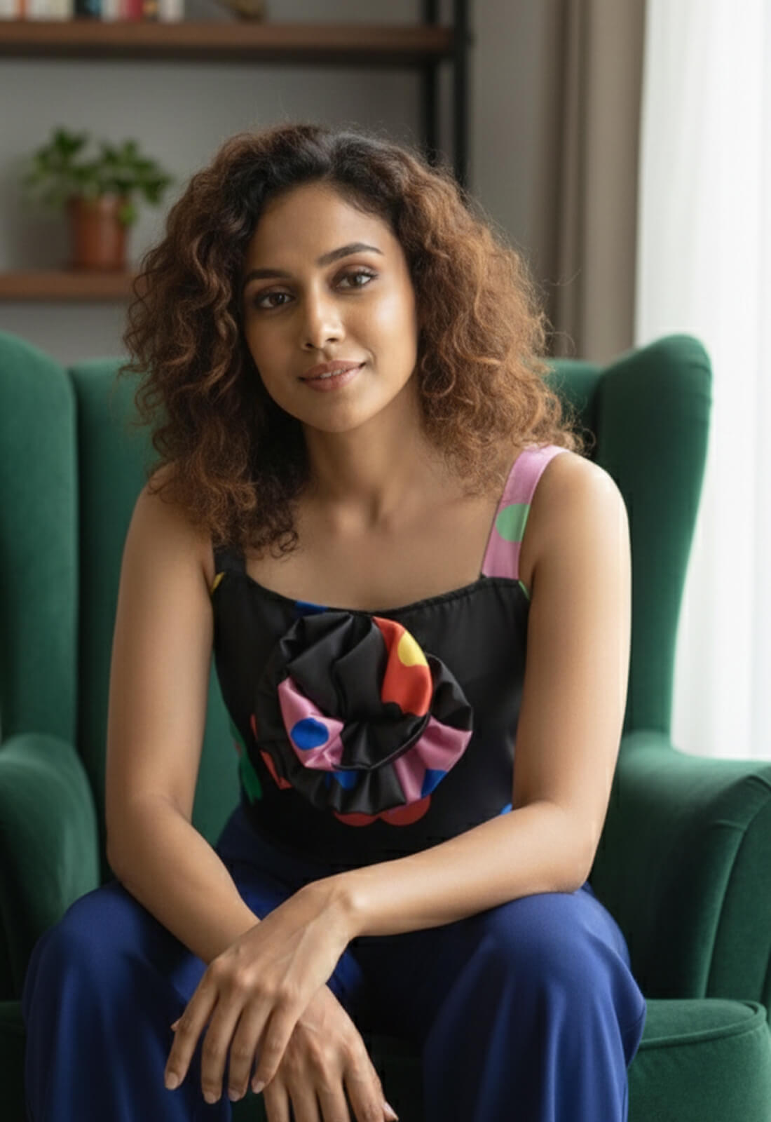 Women’s Black Printed Crop Top