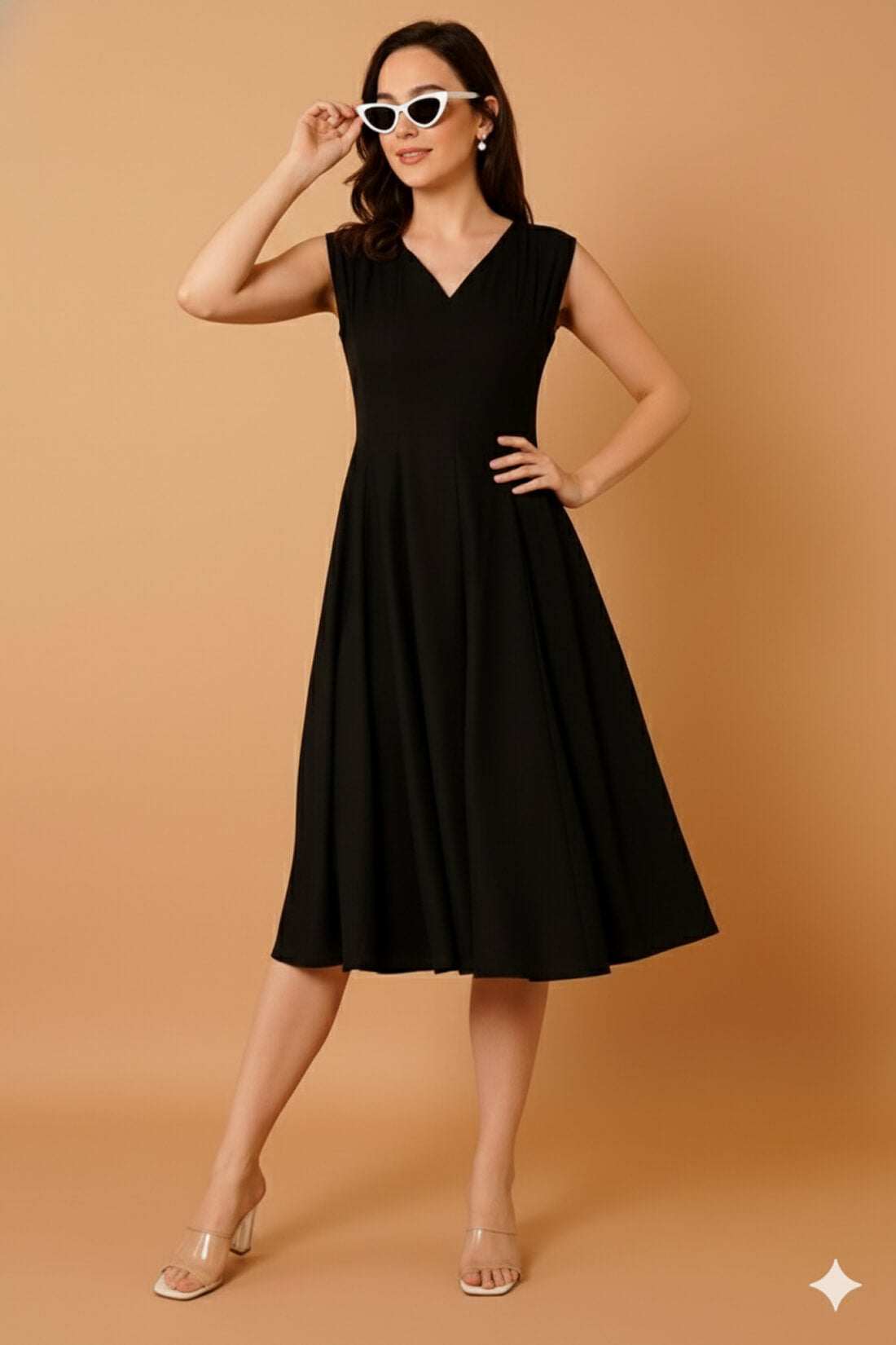 Elegant Black Fit & Flare Dress