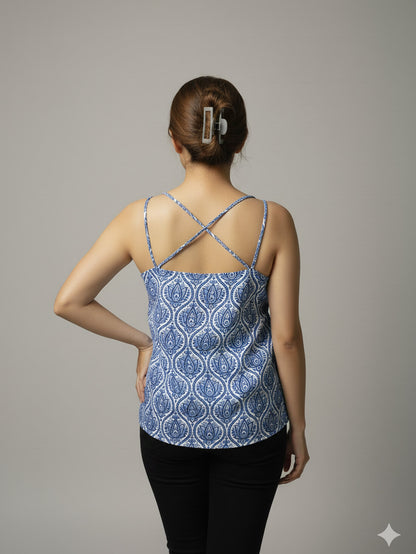 Women’s Floral Blue Printed Camisole Top