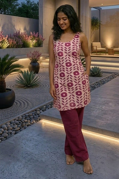 Maroon Elegant Sleeveless Kurti