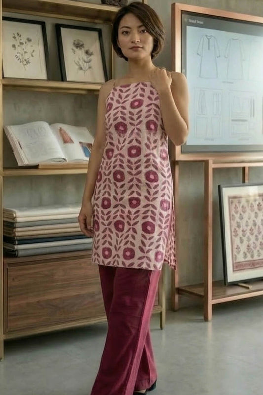 Maroon Elegant Sleeveless Kurti