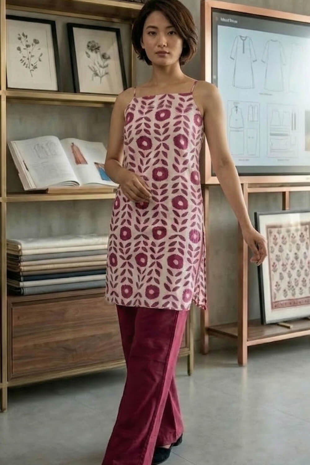 Maroon Elegant Sleeveless Kurti