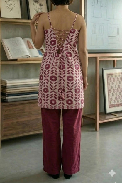 Maroon Elegant Sleeveless Kurti