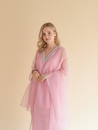 Elegant Pastel Pink Kurta Set