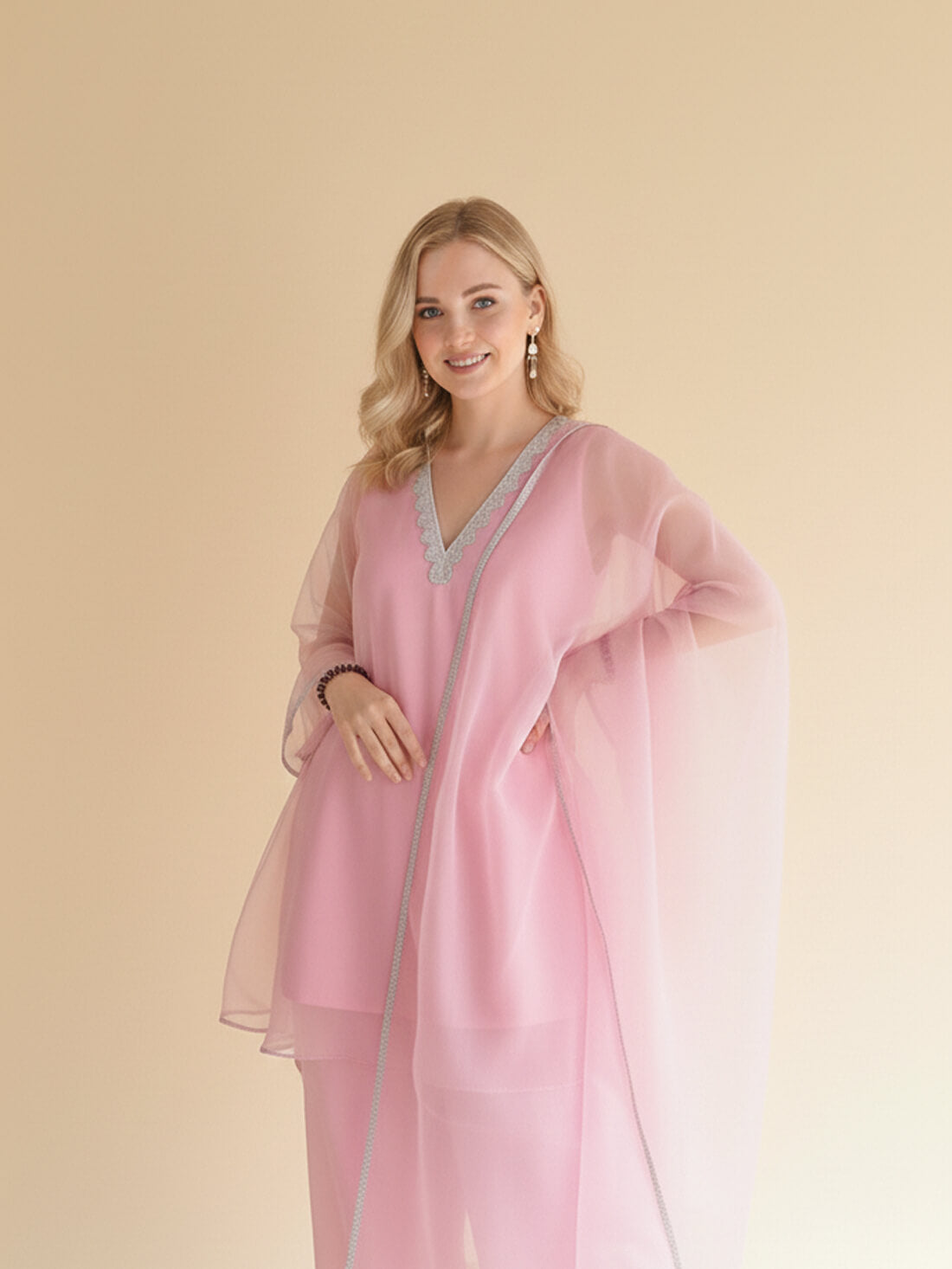 Elegant Pastel Pink Kurta Set