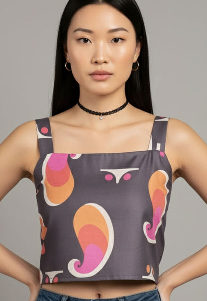 Women’s Printed Purple Crop Top