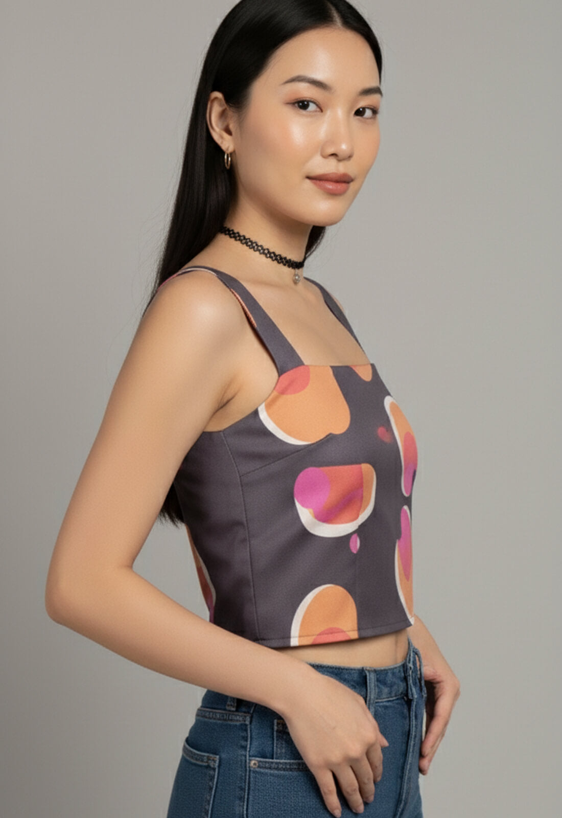 Women’s Printed Purple Crop Top