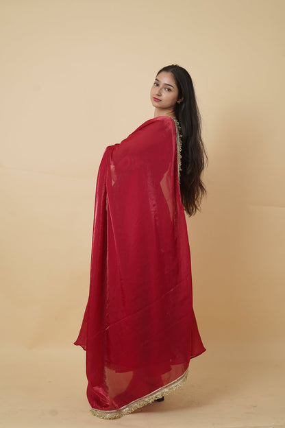 Red Elegant Anarkali Suit with Dupatta