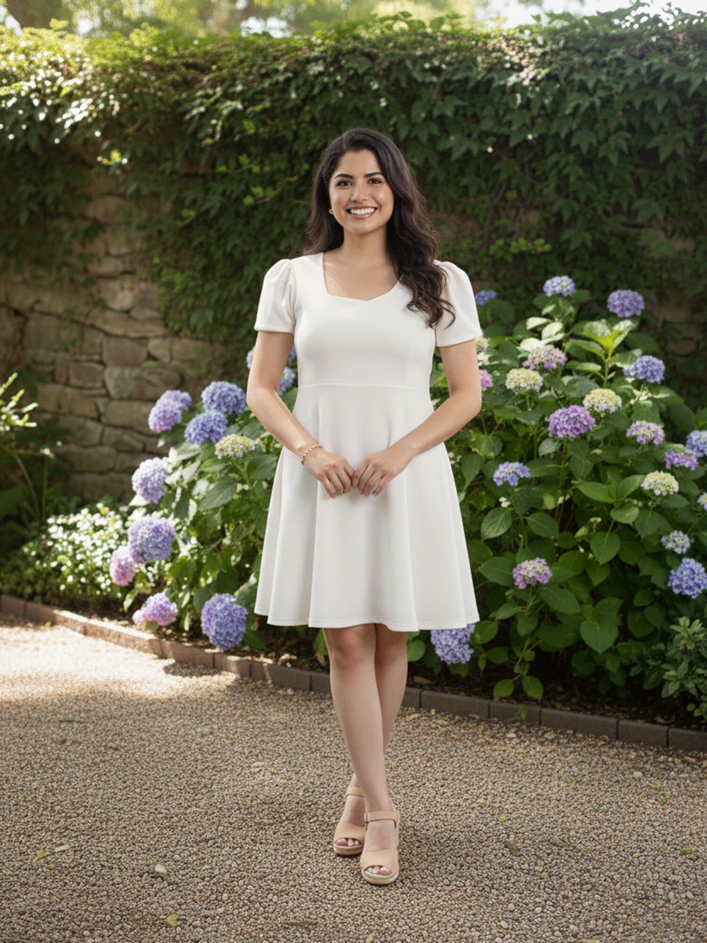 Elegant White Fit & Flare Dress
