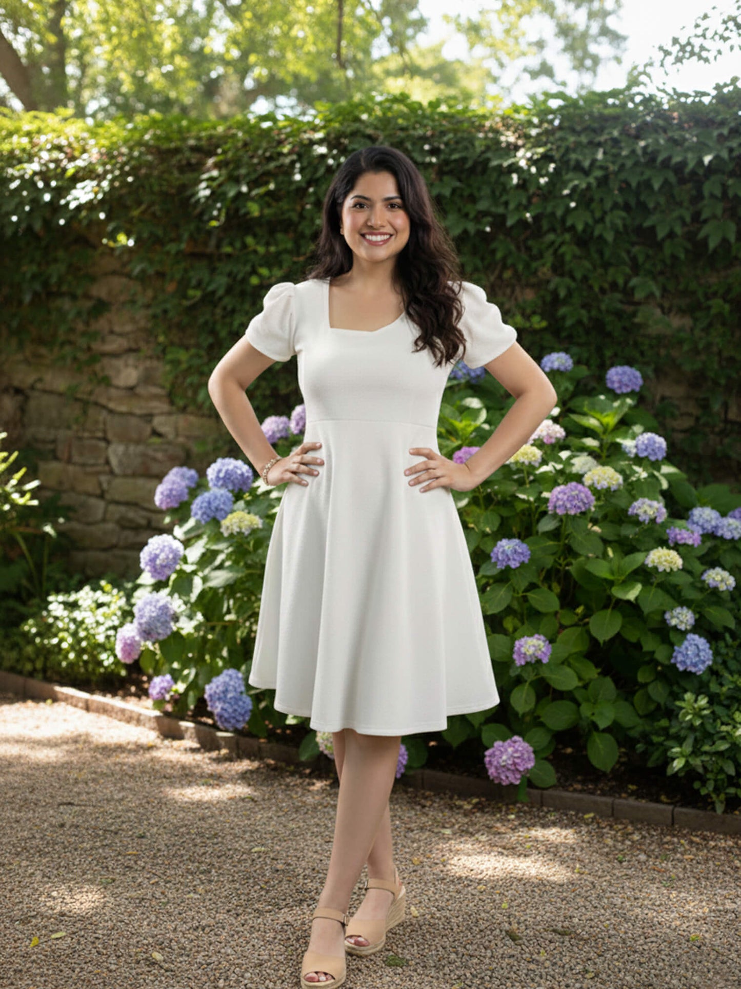 Elegant White Fit & Flare Dress