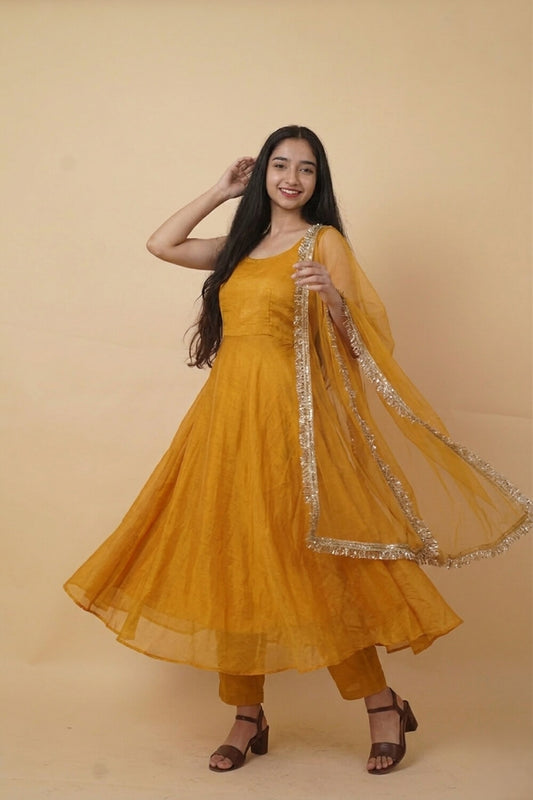 Yellow Elegant Anarkali Suit with Dupatta