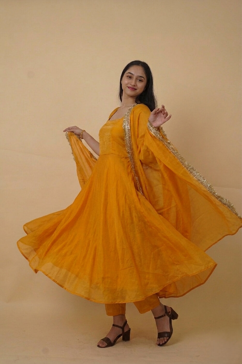 Yellow Elegant Anarkali Suit with Dupatta