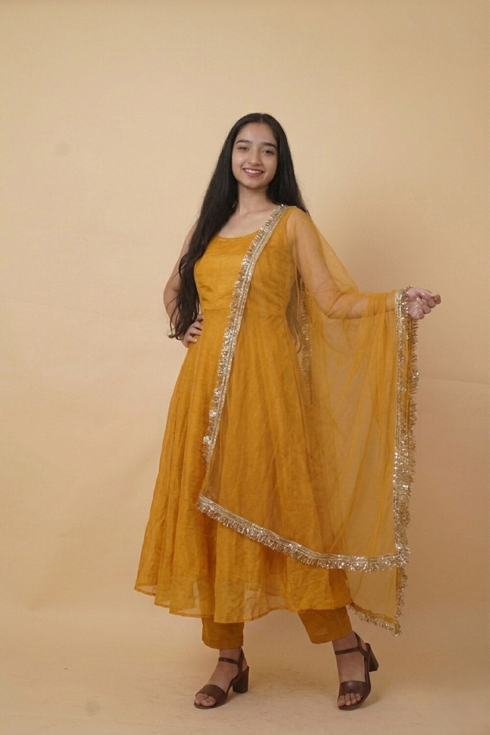 Yellow Elegant Anarkali Suit with Dupatta