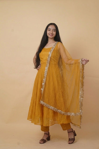 Yellow Elegant Anarkali Suit with Dupatta