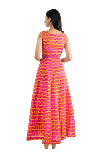 MAGNETISM Cotton Flared Printed Gown