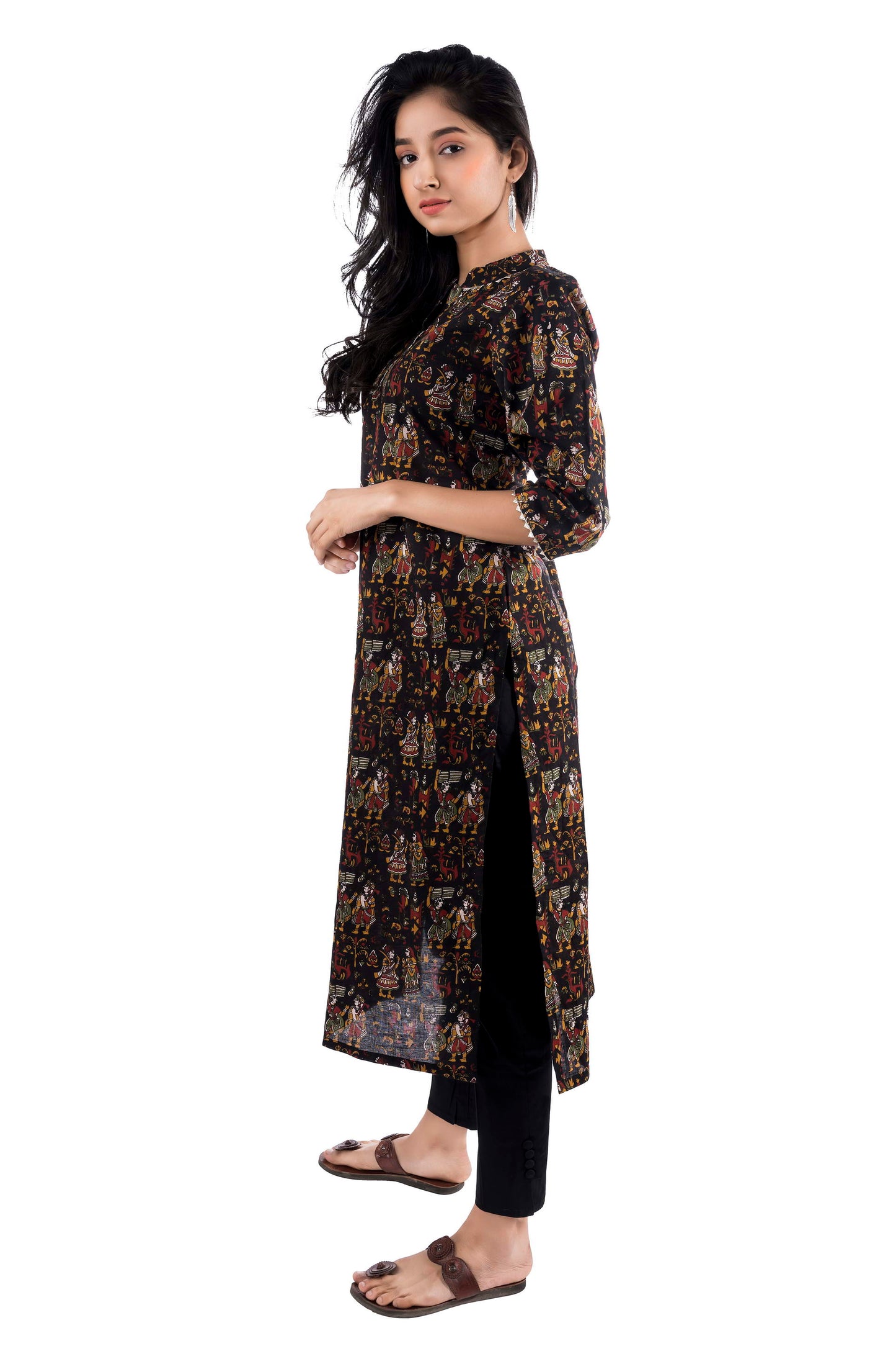 MAGNETISM Kalamkari Cotton Kurti Black