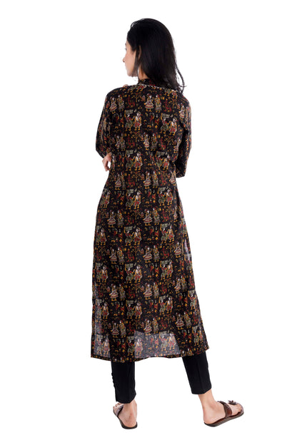 MAGNETISM Kalamkari Cotton Kurti Black